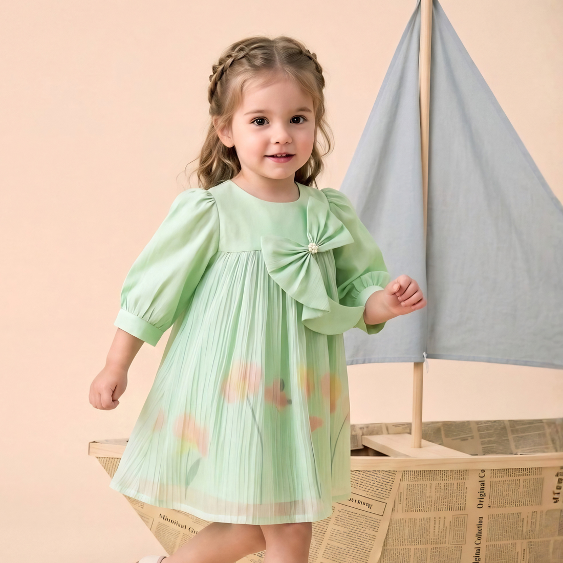 Girls' Green Fancy Party Frock