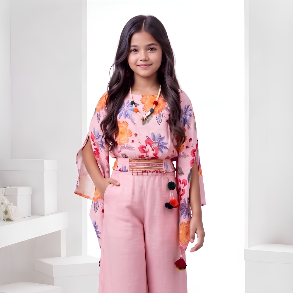 Girls Floral Print Palazzo with Top