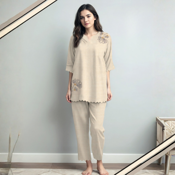 Fawn Printed Pure Cotton Night Suit