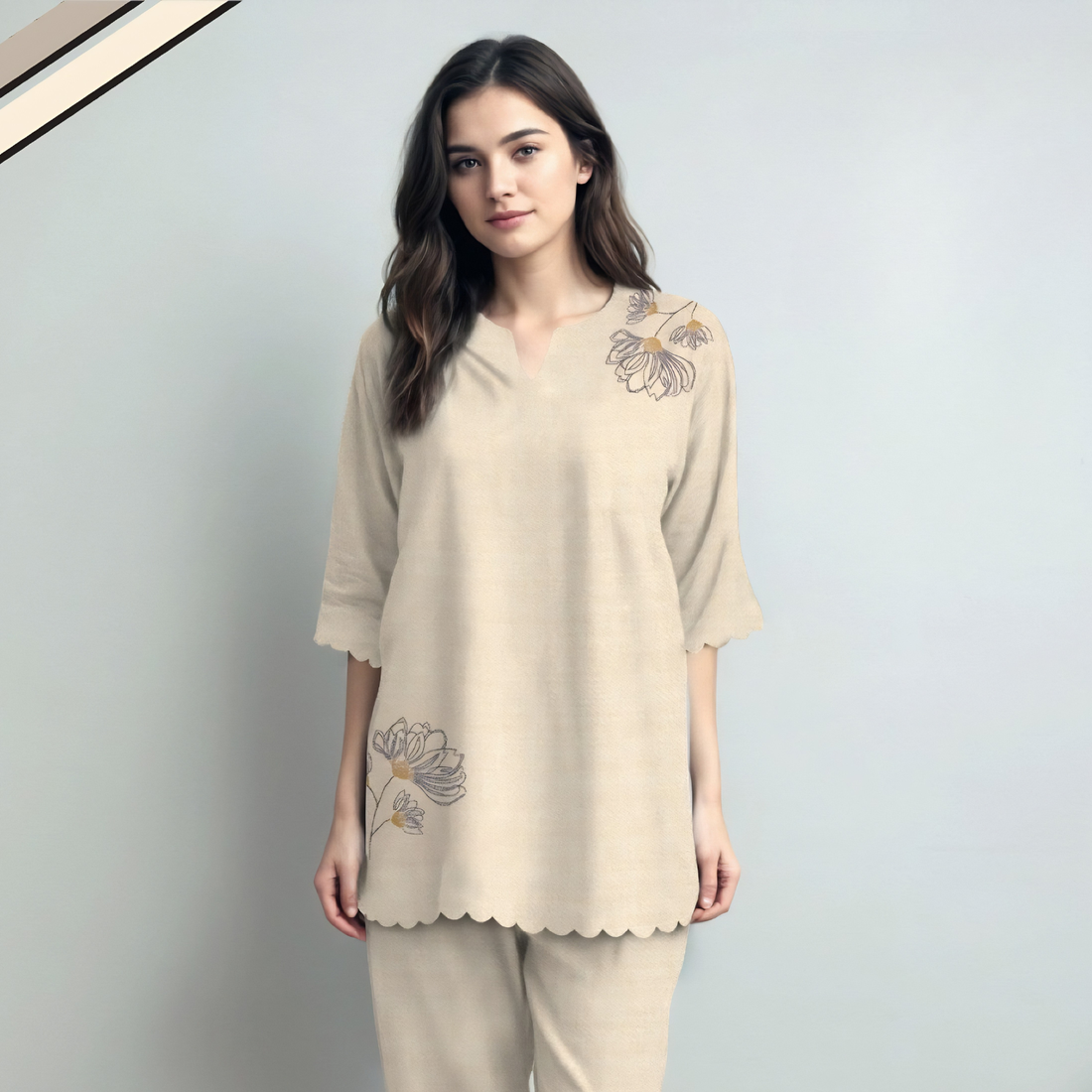 Fawn Printed Pure Cotton Night Suit