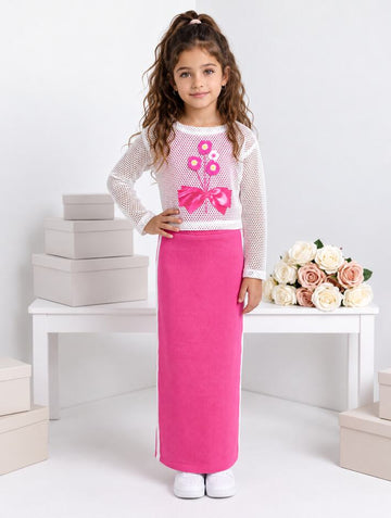 Girls Rani Crochet Mesh Top and Skirt Set