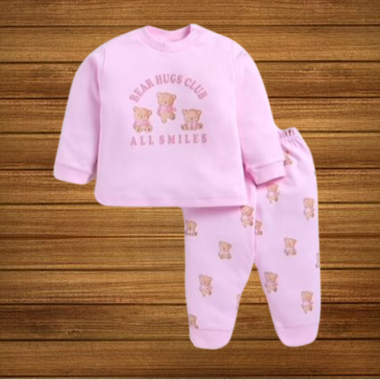 Zero Interlock Knit Full Sleeves T-Shirt & Lounge Pants Set With Arctic Animals