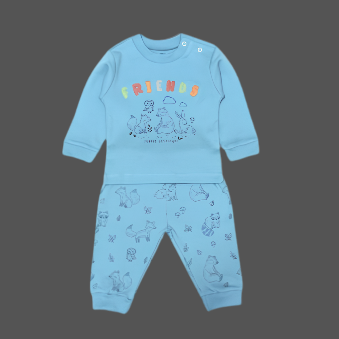 Zero Knitted Full Sleeves Animal Printed T-Shirt & Joggers Pant Set