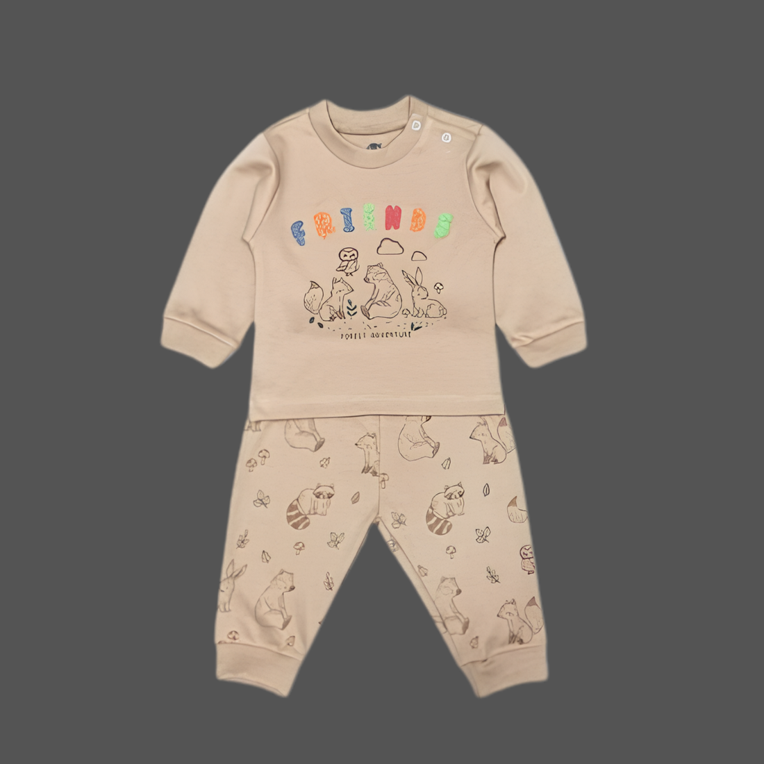 Zero Knitted Full Sleeves Animal Printed T-Shirt & Joggers Pant Set
