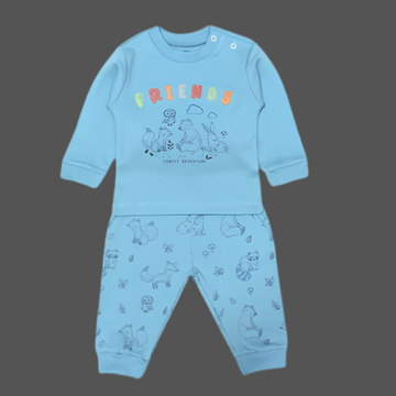 Zero Knitted Full Sleeves Animal Printed T-Shirt & Joggers Pant Set