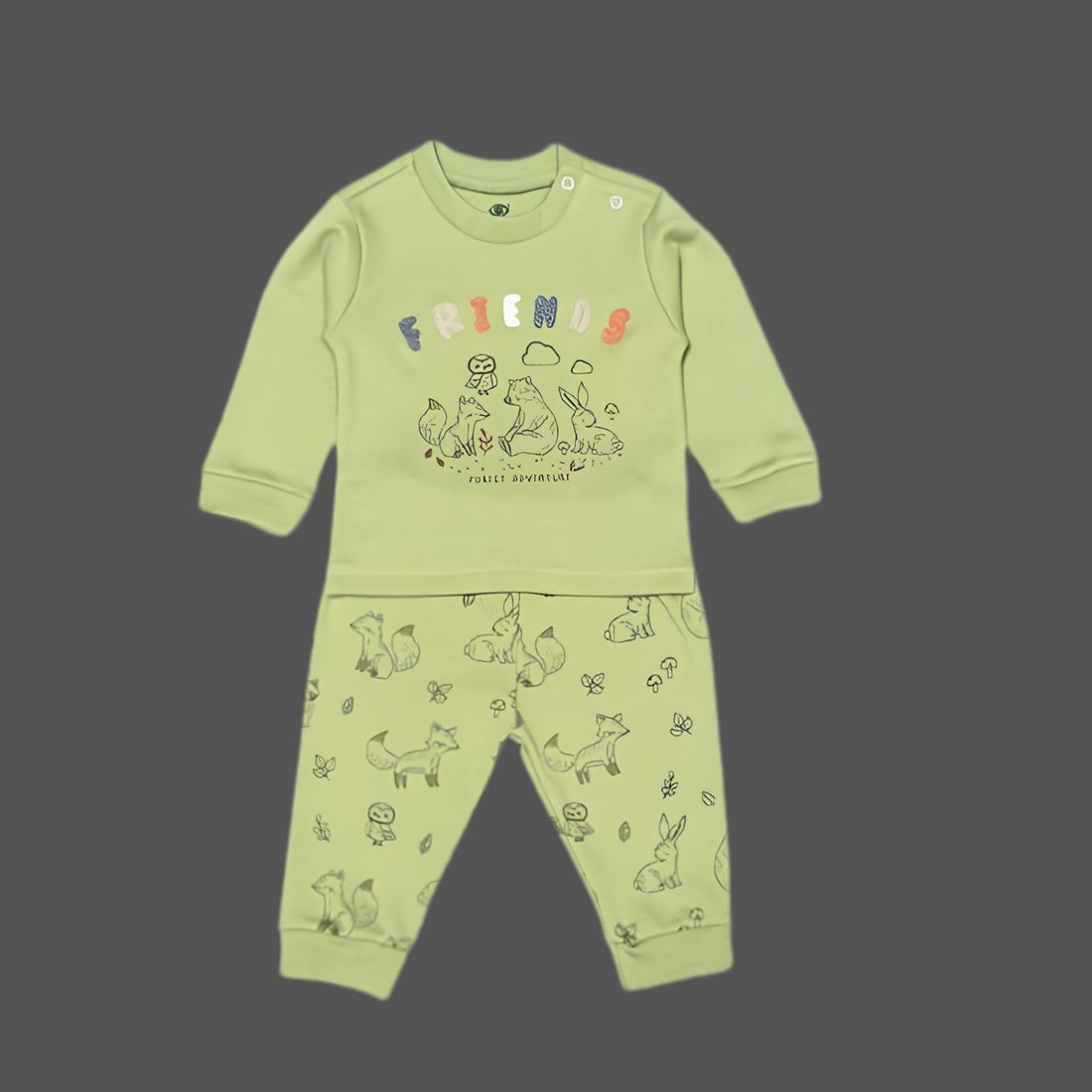 Zero Knitted Full Sleeves Animal Printed T-Shirt & Joggers Pant Set
