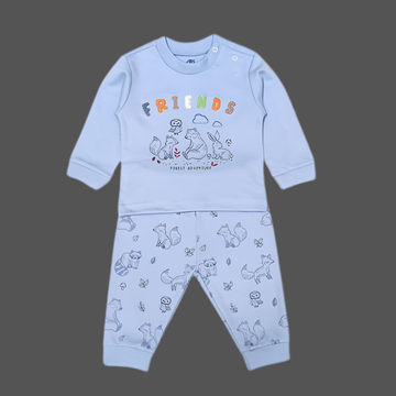 Zero Knitted Full Sleeves Animal Printed T-Shirt & Joggers Pant Set