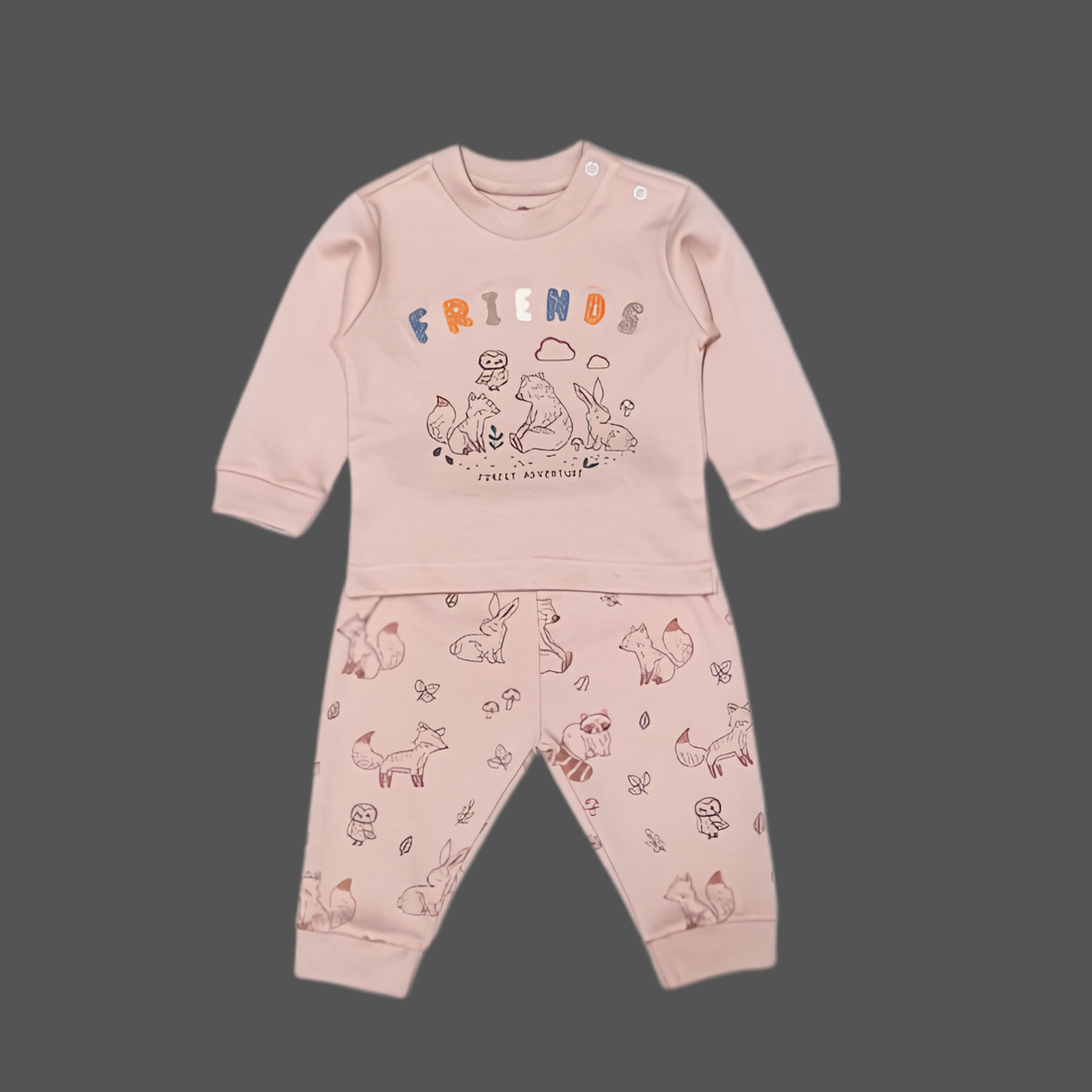 Zero Knitted Full Sleeves Animal Printed T-Shirt & Joggers Pant Set
