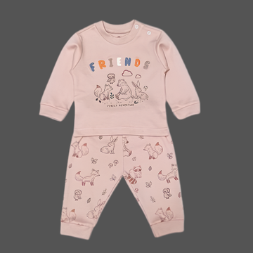 Zero Knitted Full Sleeves Animal Printed T-Shirt & Joggers Pant Set