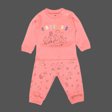 Zero Knitted Full Sleeves Animal Printed T-Shirt & Joggers Pant Set