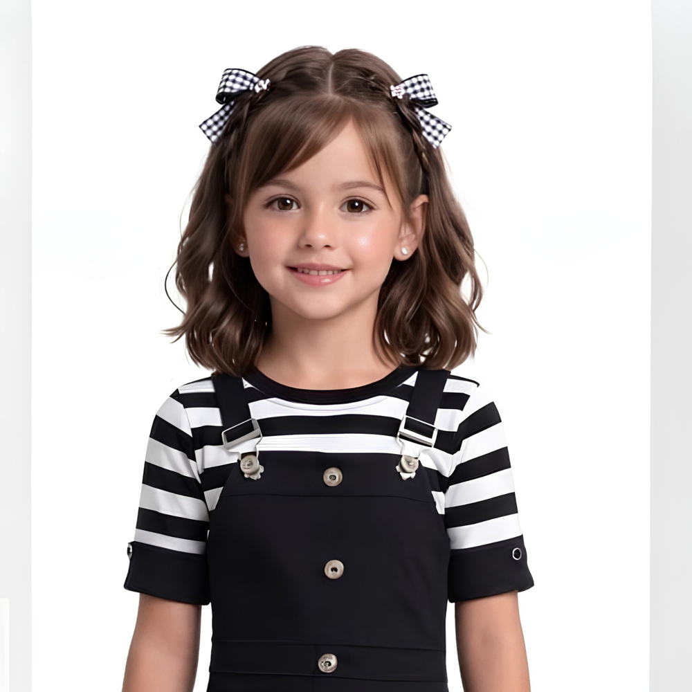 Girls A-line Black Knee Length Frock