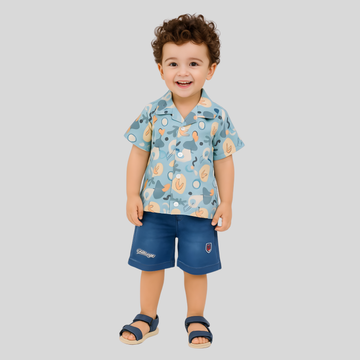 Blue Printed Boys Baba-Suit