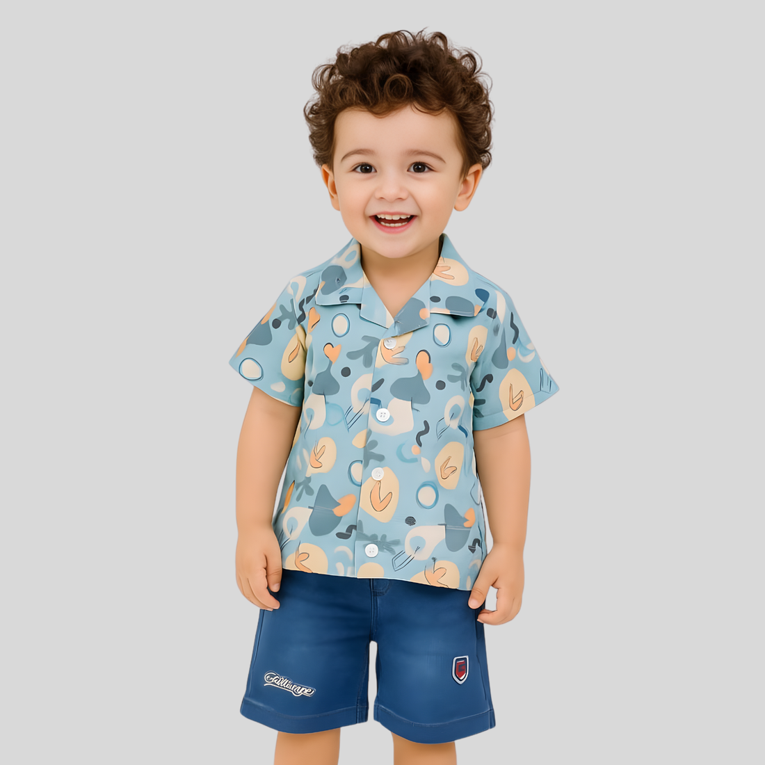 Blue Printed Boys Baba-Suit
