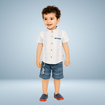 Light Blue Printed Boys Baba-Suit