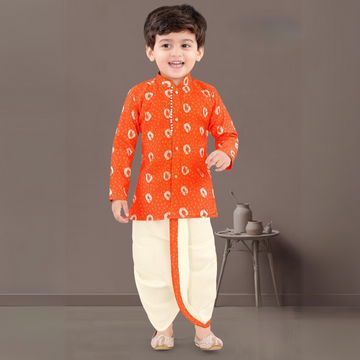 Boys Orange Ethinic Dhoti Set