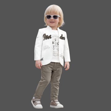 Stylish Boys Blazer Set with Printed T-Shirt &  Pants Party Outfit