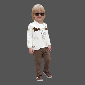 Stylish Boys Blazer Set with Printed T-Shirt &  Pants Party Outfit