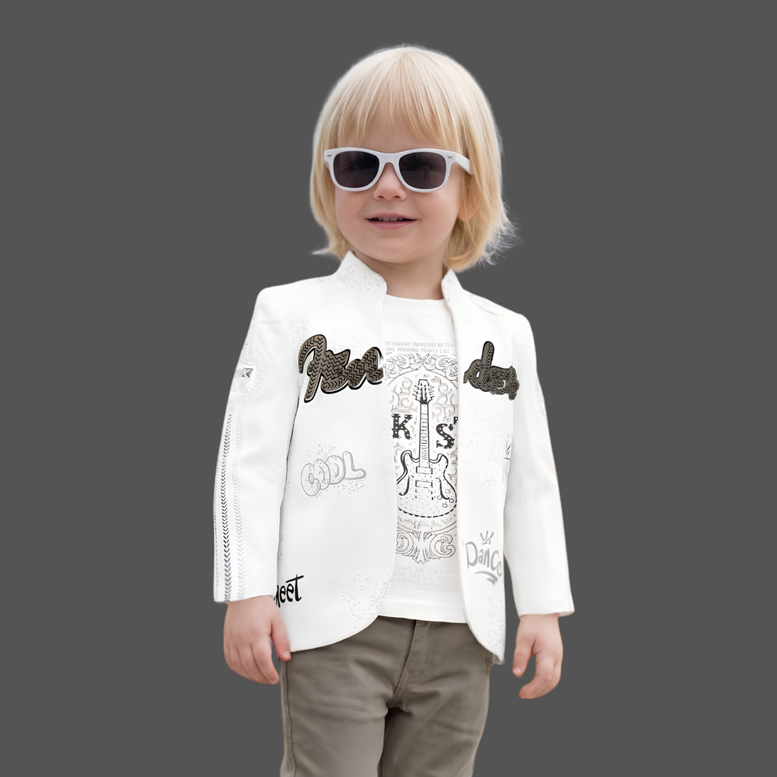 Stylish Boys Blazer Set with Printed T-Shirt &  Pants Party Outfit