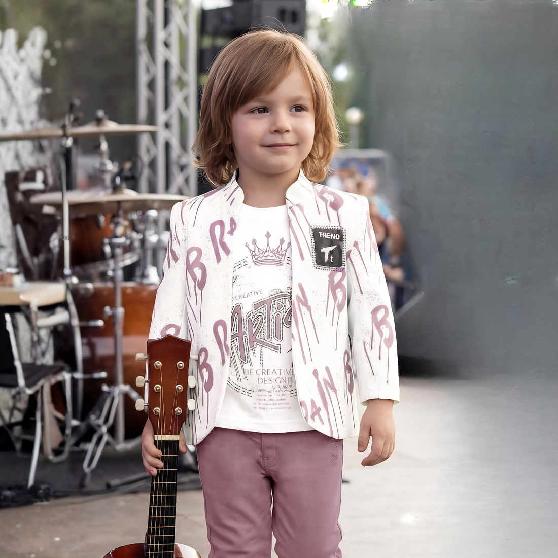 Stylish Boys Blazer Set with Printed T-Shirt &  Pant Party Outfit