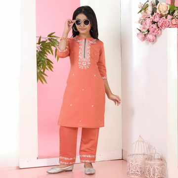 "Trendy Peeach Short Kurti with Ankle Pant