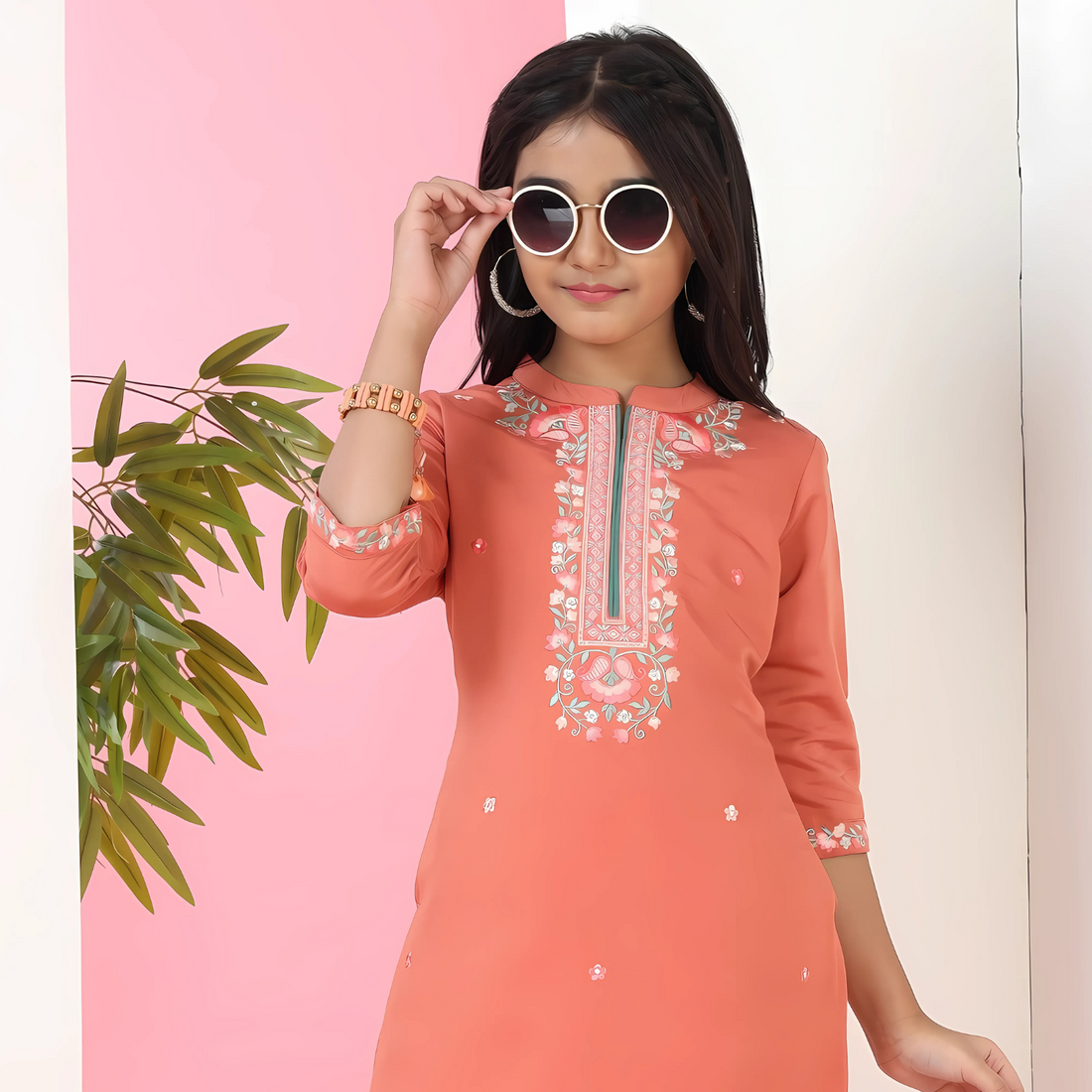 "Trendy Peeach Short Kurti with Ankle Pant