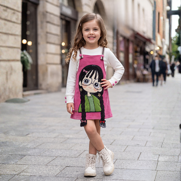 Girls Trendy Top with Dungaree