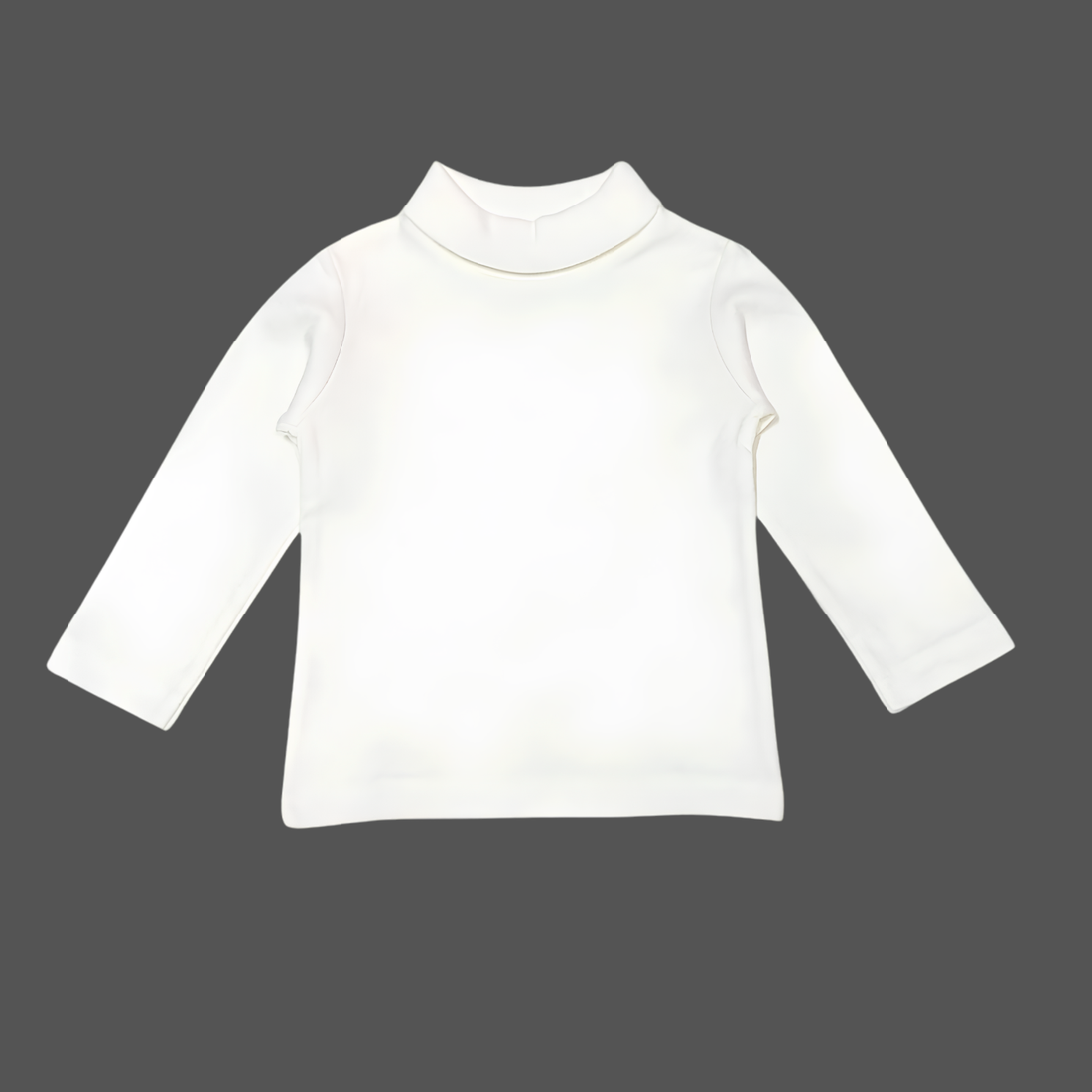 Cotton Knit Full Sleeve High Neck Solid T-Shirt - White
