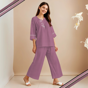 Women Pink Printed Pure Cotton Night suit