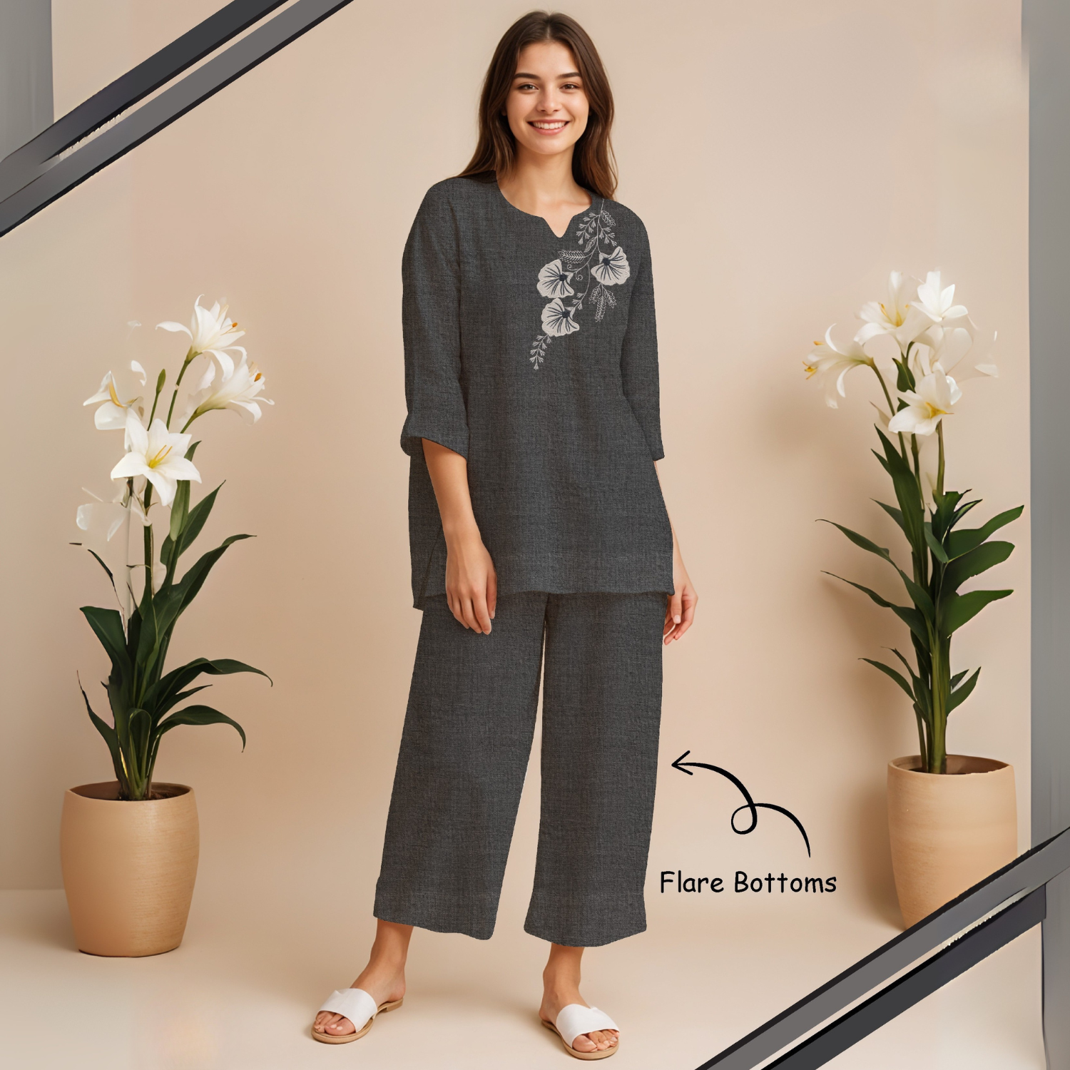 Women Solid Grey Color Tunic and Pant