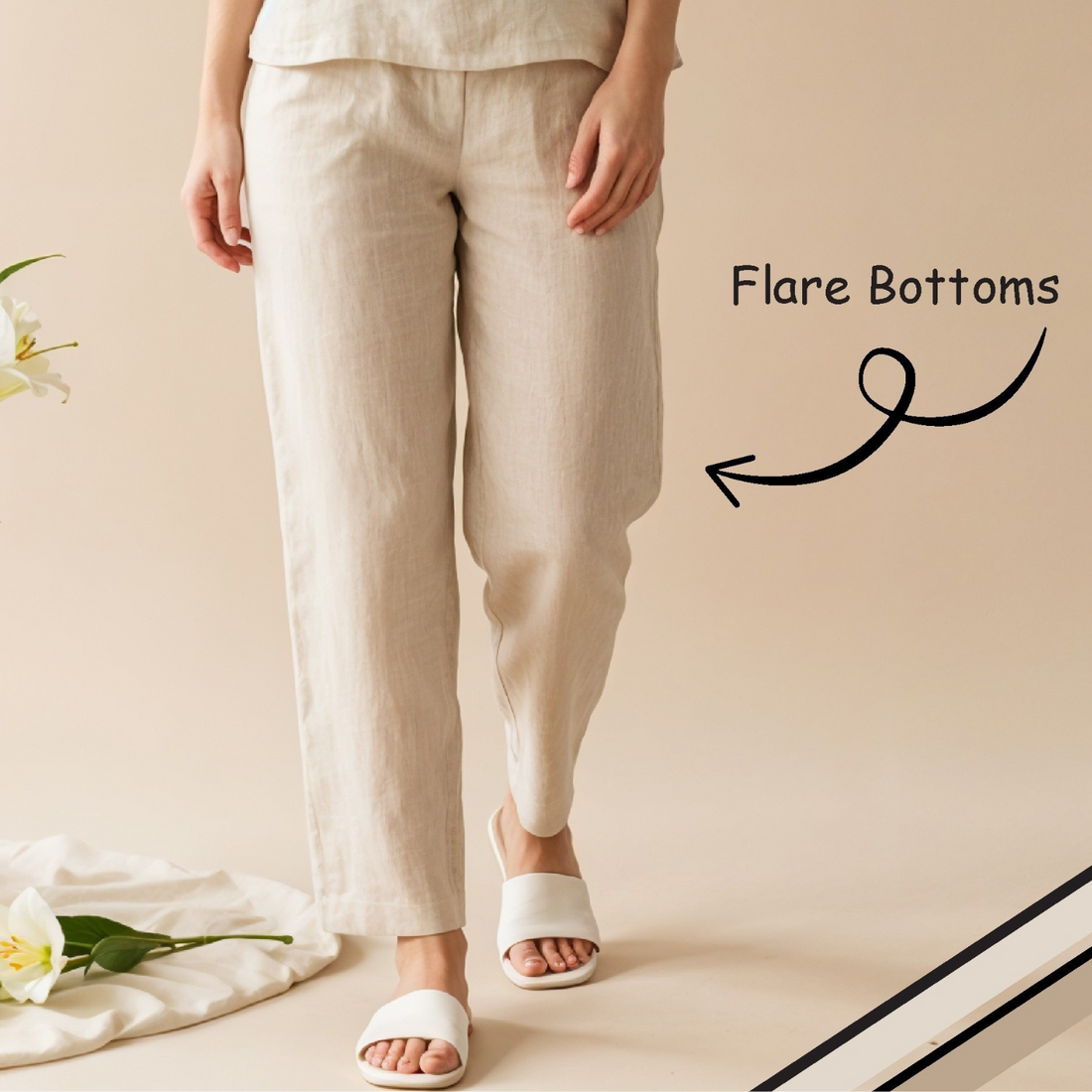Cream Color Women Pure Cotton Top & Pyjama Night Suit