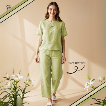 Women Green Top with Pyjamas for Yoga & Comfortable Wear