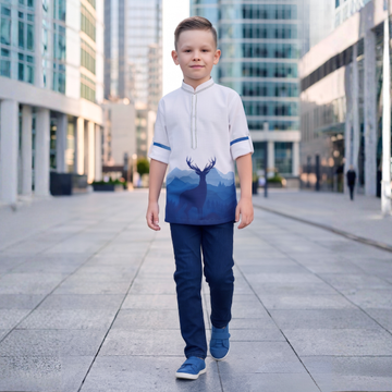 Boys Cotton Short Kurta Shirt Chinese Collar