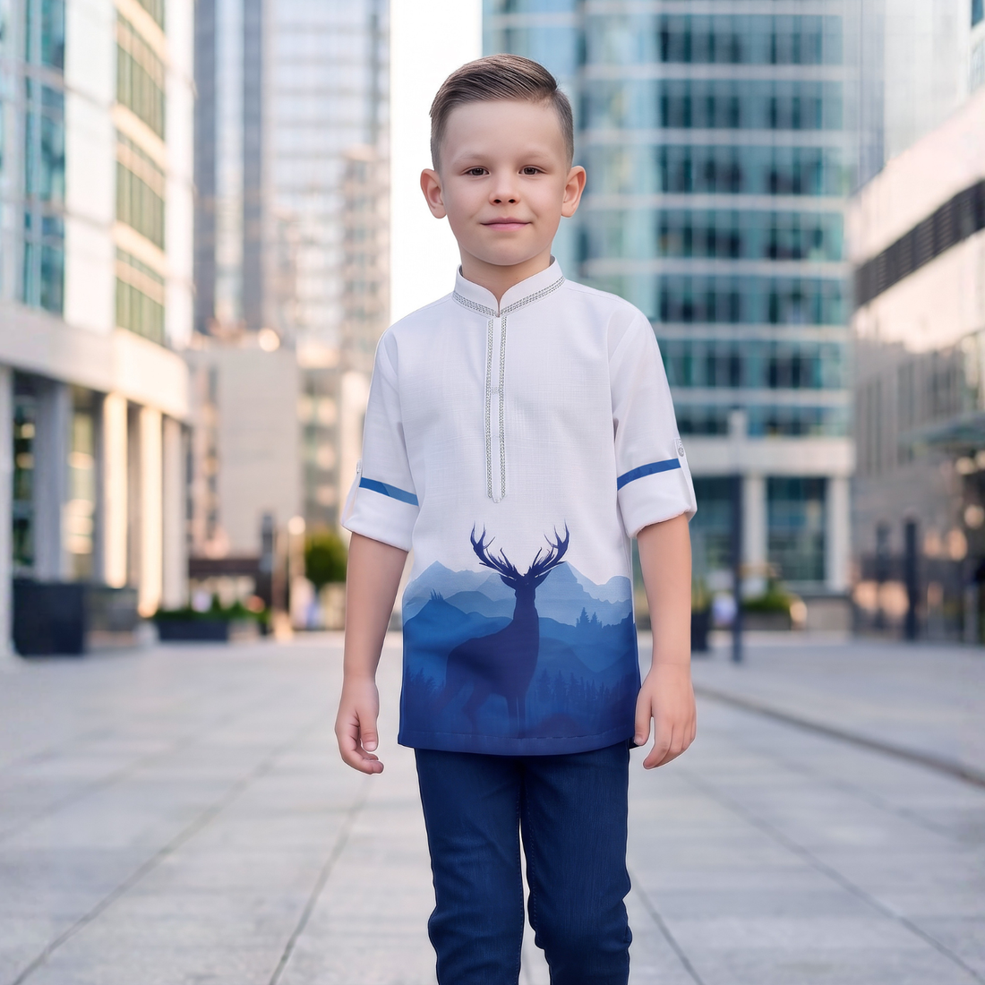 Boys Cotton Short Kurta Shirt Chinese Collar