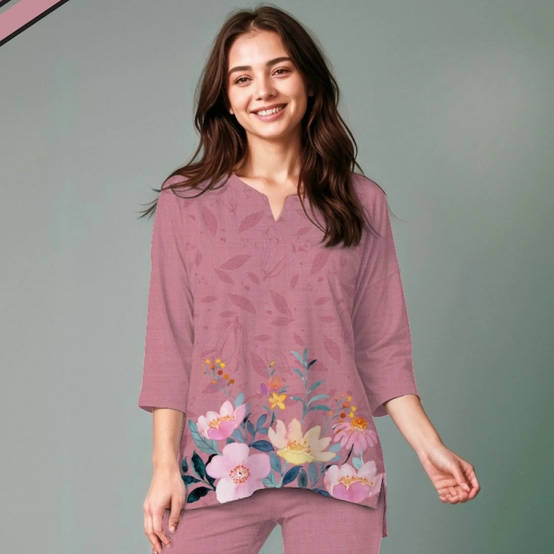 Women Pink Printed Pure Cotton Night suit
