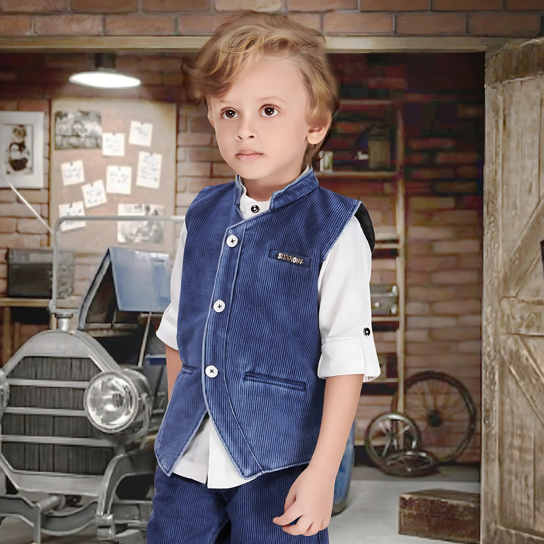 Boys Denim Full Suit With Jacket