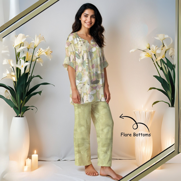 Printed Women Pure Cotton Top & Pyjama Night Suit