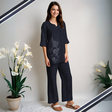 Blue Color Women Pure Cotton Night Suit