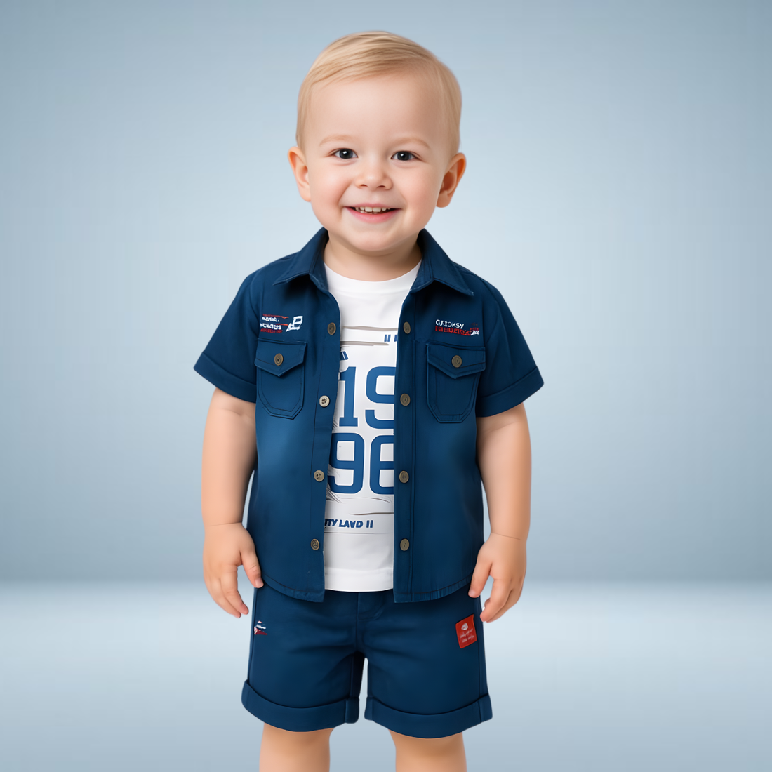 Boys Blue Denim Baba-Suit