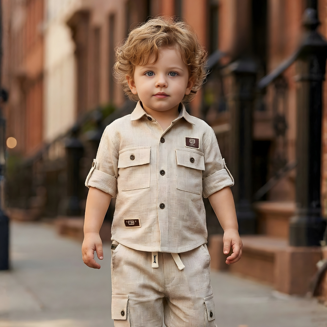 Fawn Stylish Full Suit with Cargo Pants For Boys