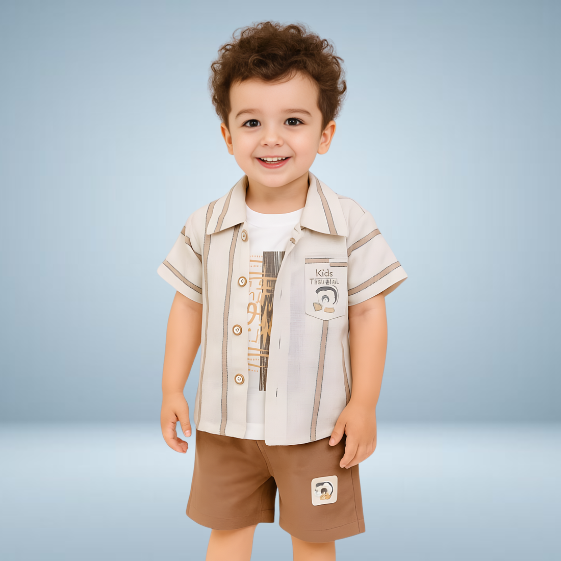 Boys Fawn Baba-Suit With T-Shirt