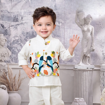 Boys Premium Embroidered Kurta Pajama Set with Designer Jacket