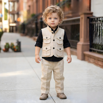 Trendy Three-Piece Boys Set with Jacket, & Shirt Pant
