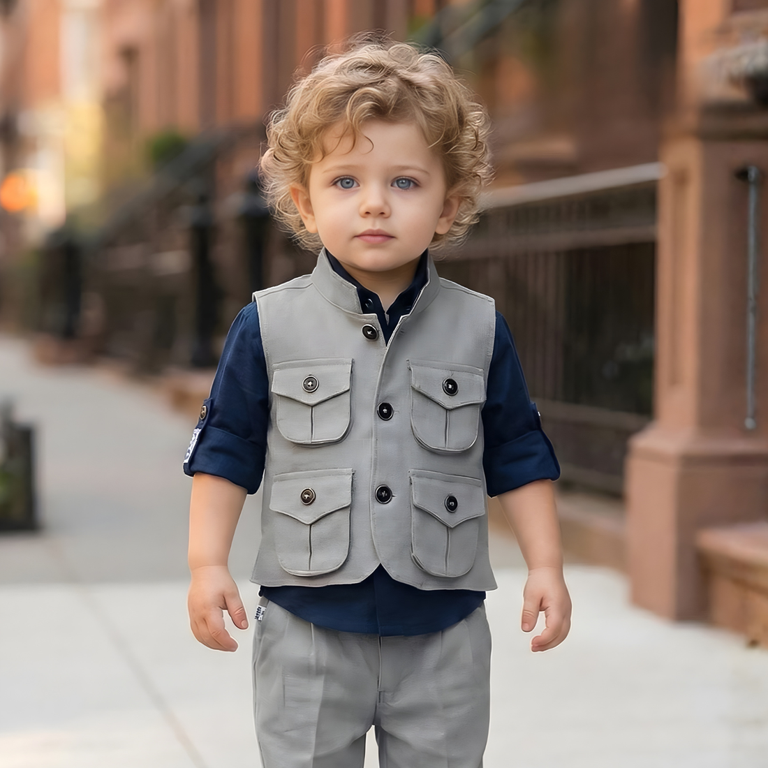 Trendy Three-Piece Boys Set with Jacket, & Shirt Pant