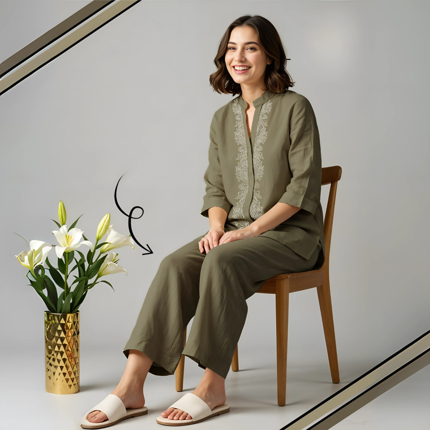 Green Stylish Printed Night Suit Set For Women