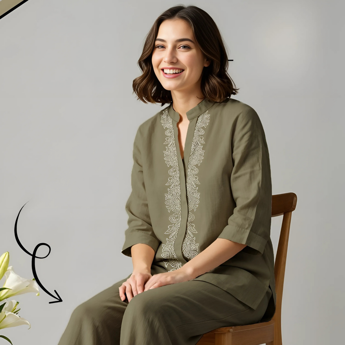 Green Stylish Printed Night Suit Set For Women