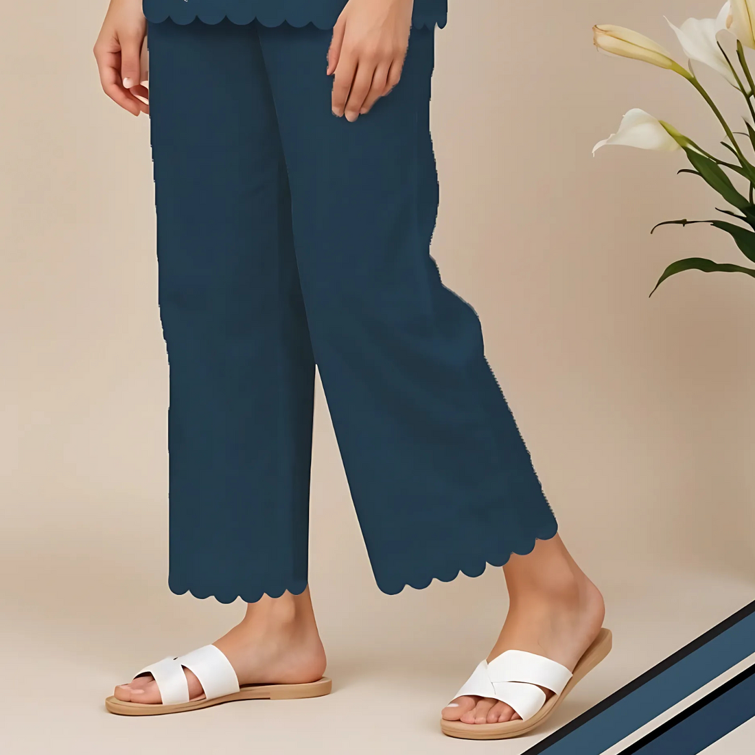 Blue Color Ladies Pure Cotton Night Suit