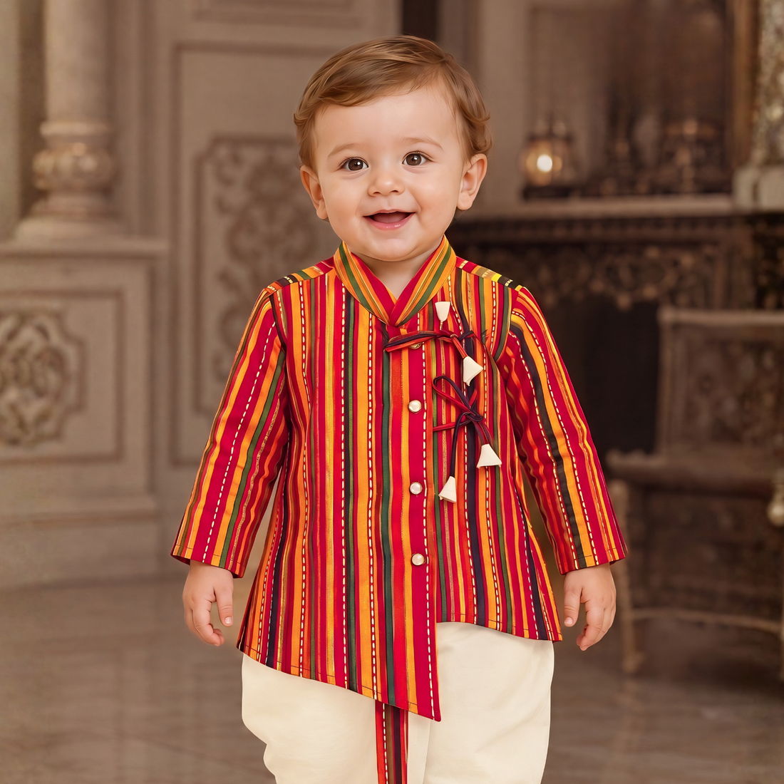 Boys Ethnic Wear Red kurta Dhoti Set