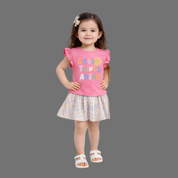 Pink Stylish Knee Length Skirt Top