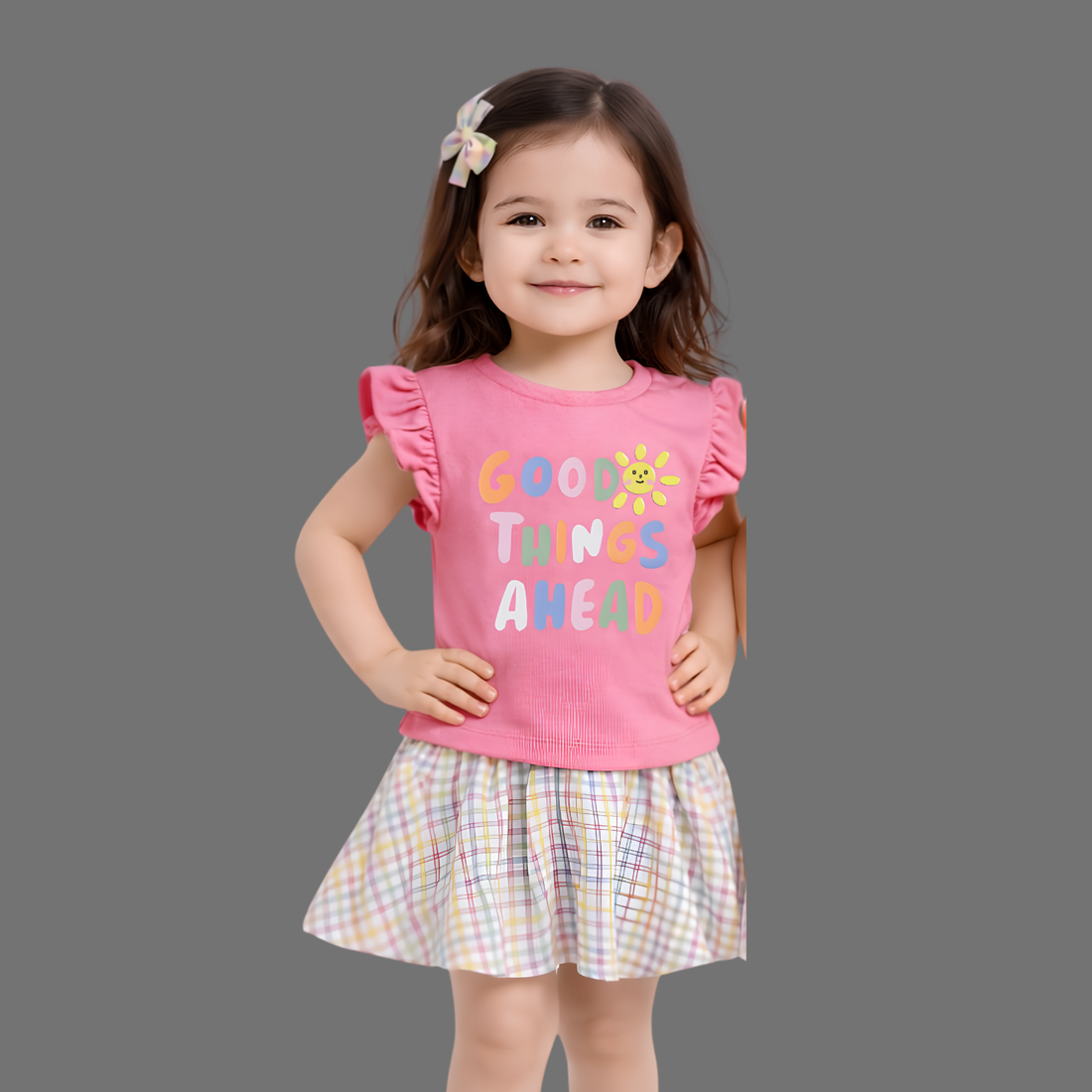 Pink Stylish Knee Length Skirt Top