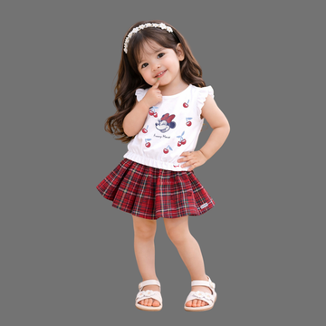 White Stylish Knee Length Skirt Top